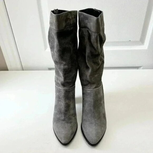 Grey Suede Boots Mid Calf Block Heel Slouch Boot Boho Size EU 38 NEW IN BOX - Picture 4 of 16